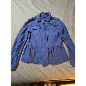 Anna Cai Blue Medium Military Peplum Jacket. Excellent Condition Lots Of Detail